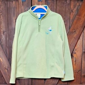 Vintage Y2k Disney Store Fleece Tinkerbell Pullover Green 1/4 Zip Sweater Large